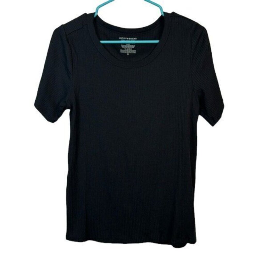 Lucky Brand Ribbed Black Short Sleeve Shirt Size XL EUC #2962